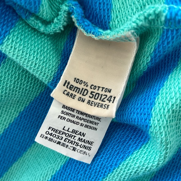 L.L. BEAN TEAL BLUE STRIPED LONG SLEEVED CLASSIC POLO SHIRT, LARGE - Picture 7 of 10